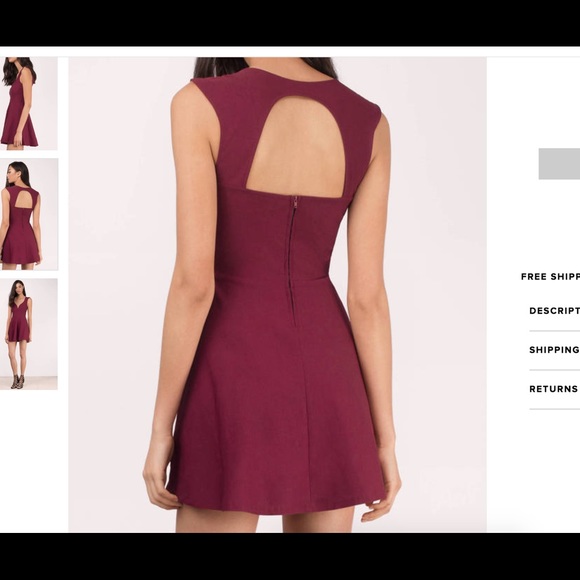 TOBI wine/maroon skater sweetheart mini dress - Picture 2 of 10